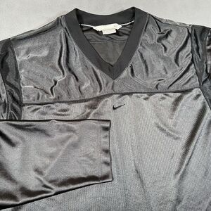Vintage Nike Center Swoosh V Neck Jersey Mesh Shirt Mens Size 2XL Black Athletic